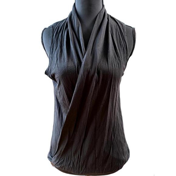 Revolve Lanston NWT Slinky Sleeveless Wrap Blouse-Size Small-Black - Picture 9 of 11